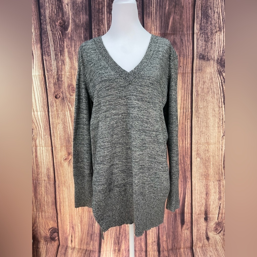 Banana Republic Gray black Pima cotton cashmere high low sweater women’s size M